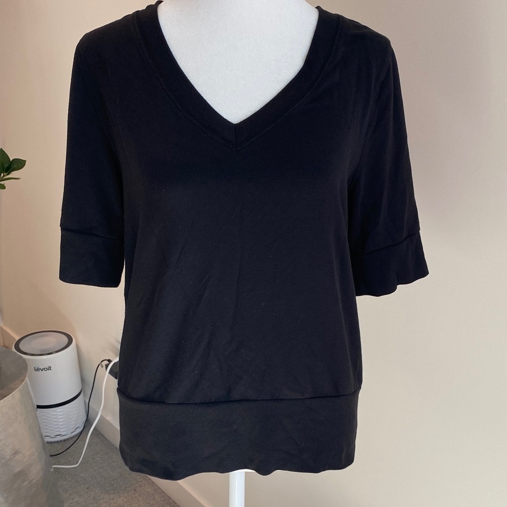 Athleta Black V-Neck Sweatshirt